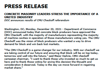 CMU Block Checkoff